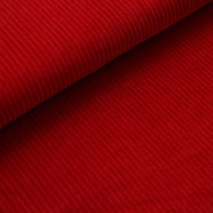Maille velours larges côtes 100% coton bio – Rouge primaire 1424