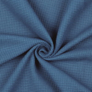 Maille gaufrée en coton bio bleu jean 0744