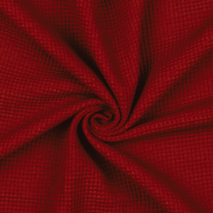 Maille gaufrée en coton bio rouge 0744